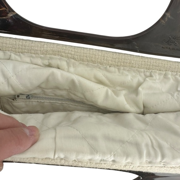 Stitched Fabric Boho 70's inspired unique handbag with acrylic handles - Picture 7 of 8